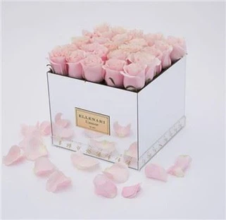 Dekorasi Pernikahan Silver Gold Mirror Acrylic Rose Box Akrilik Flower Box Dengan Cermin