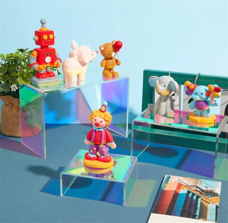 3 Steps Iridescent Rainbow Acrylic Display Riser